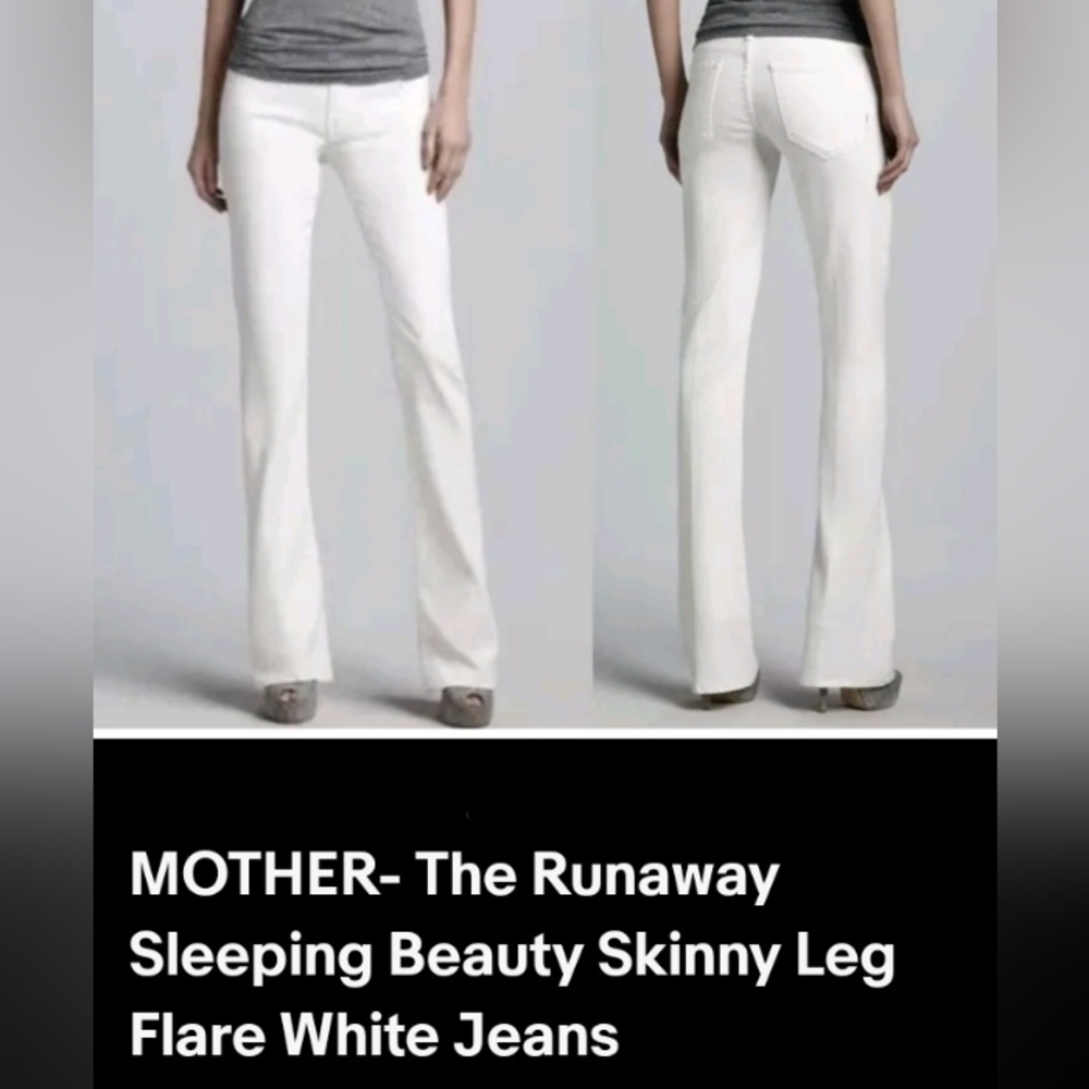 Mother the Runaway skinny flare jeans in sleeping beauty white 28